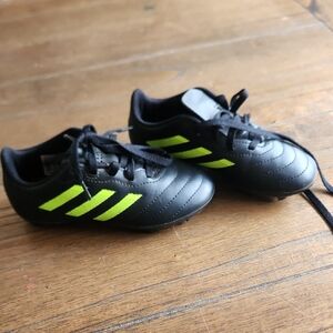 Adidas Kids Black Sneakers with Neon Stripes